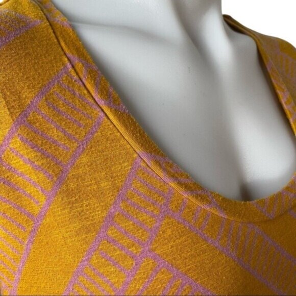 Prana Bon Vivante T-Shirt Dress Pink & Orange Geometric Print With Pockets - Picture 2 of 13